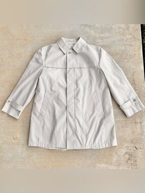 Vintage London Fog Maincoat Rain Coat Men’s 46R Beige Car Coat USA Balmacaan